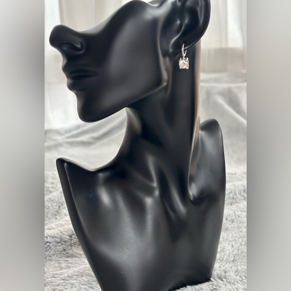 Moissanite Sterling Silver Huggie Drop Earrings 2ct total